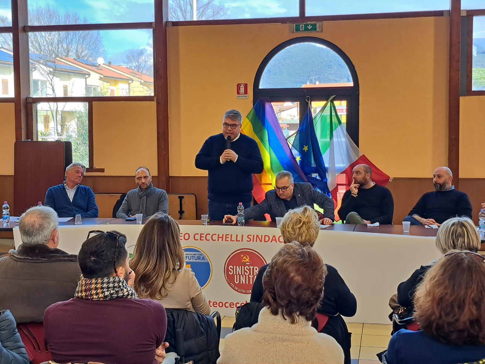 Primo incontro pubblico con il candidato del centrosinistra alle elezioni amministrative per il  comune di San Giuliano Terme Matteo Cecchelli.